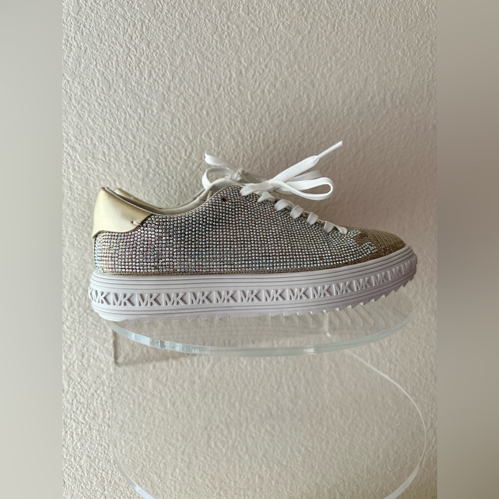 Michael Kors Grove Embellished Glitter Chain-Mesh Sneaker - Picture 3 of 4